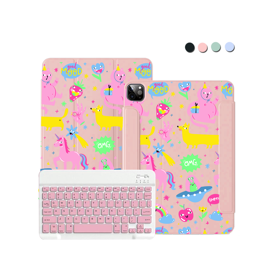 iPad / Android Tab Wireless Keyboard Flipcover - Monster Say Good Mood