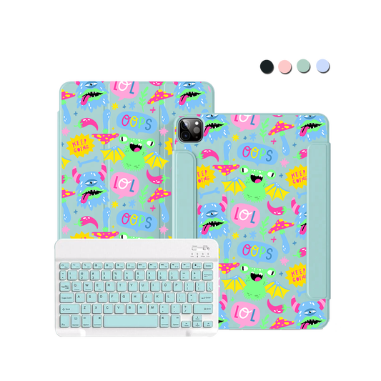 iPad / Android Tab Wireless Keyboard Flipcover - Monster Say Keep Going