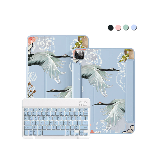iPad Wireless Keyboard Flipcover - Oil Painting Bird