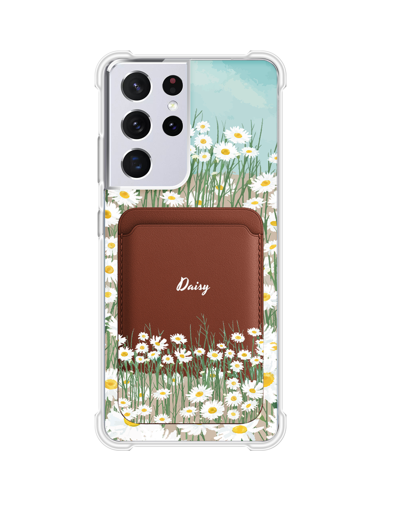 Android Magnetic Wallet Case - Oil Painting Daisy