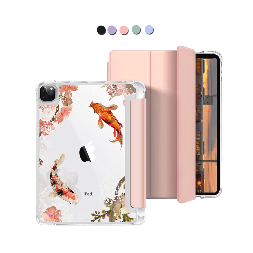 iPad Macaron Flip Cover - Oil Painting Koi