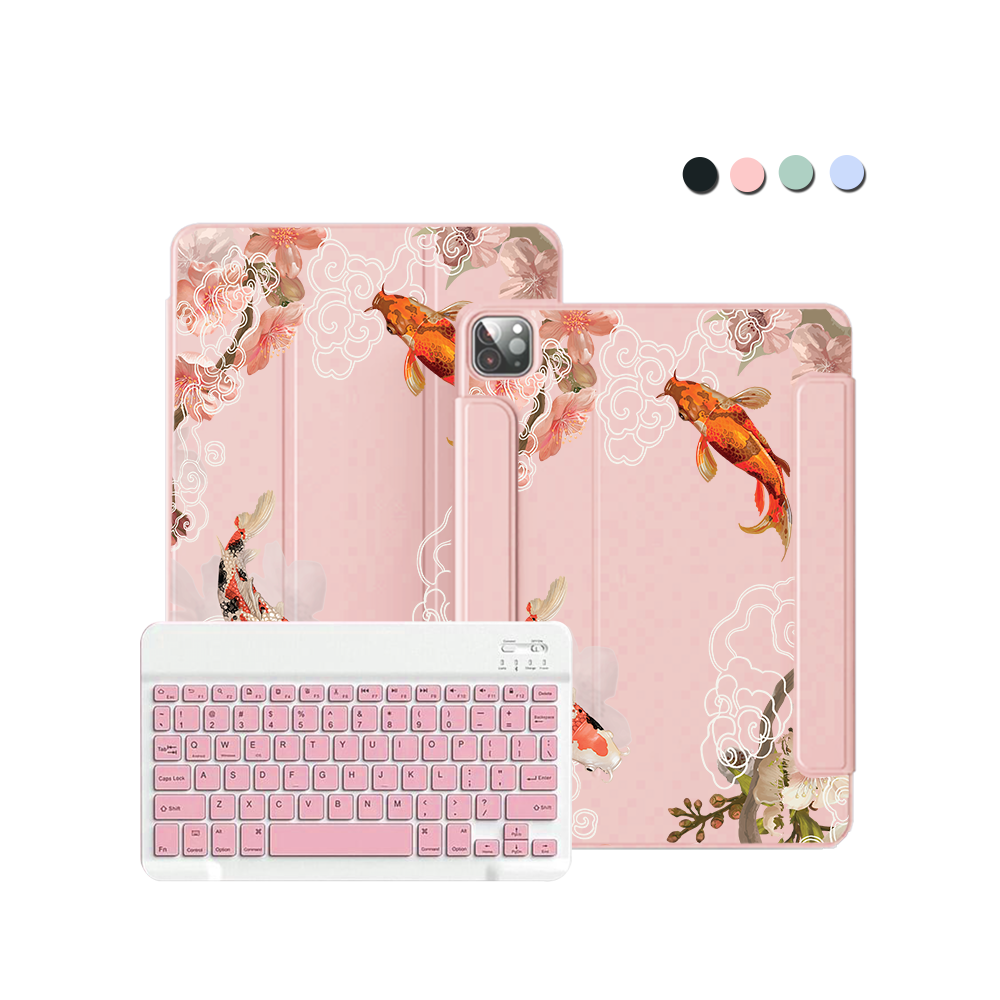 iPad Wireless Keyboard Flipcover - Oil Painting Koi