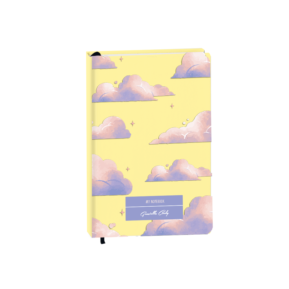 Hardcover Bookpaper Journal - Pastel Clouds (with Elastic Band & Bookmark)