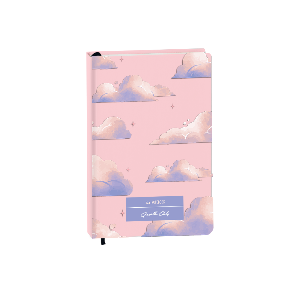 Hardcover Bookpaper Journal - Pastel Clouds (with Elastic Band & Bookmark)