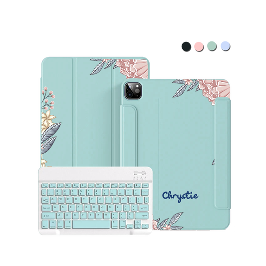 iPad / Android Tab Wireless Keyboard Flipcover - Pink Florals