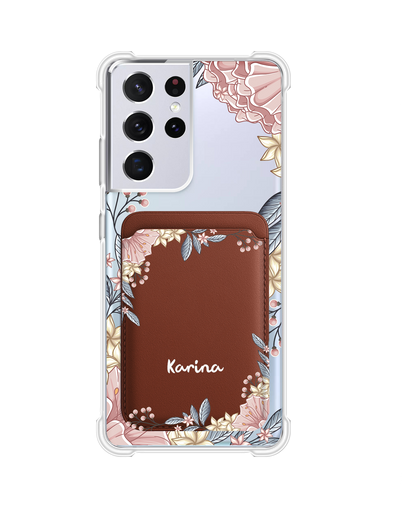 Android Magnetic Wallet Case - Pink Florals