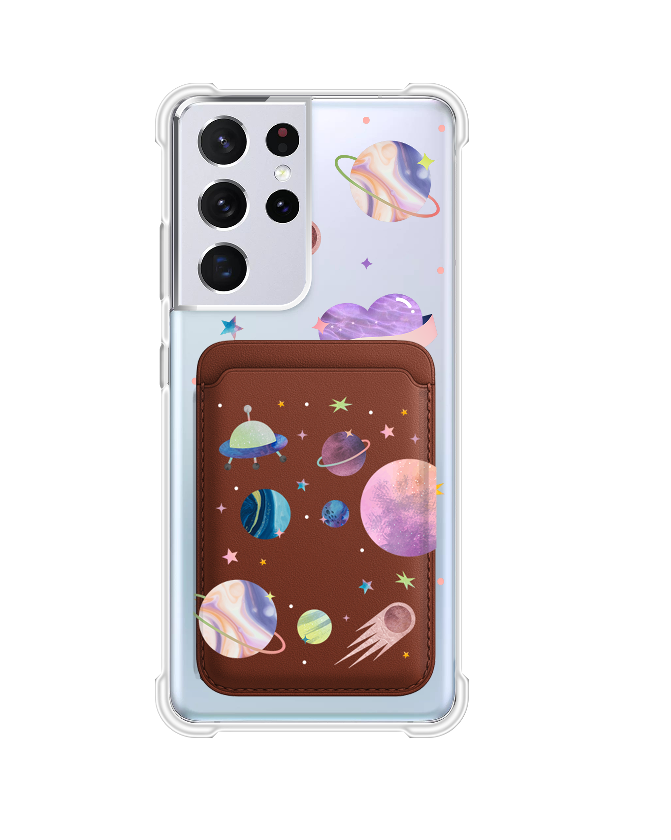 Android Magnetic Wallet Case - Pink Planet