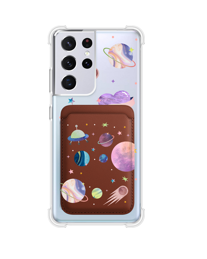 Android Magnetic Wallet Case - Pink Planet