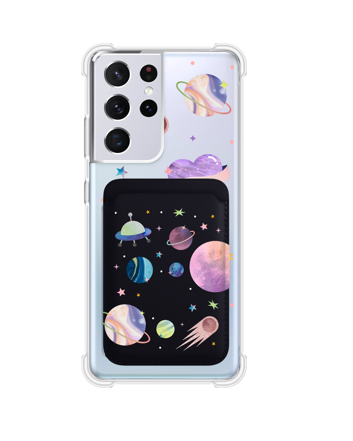 Android Magnetic Wallet Case - Pink Planet