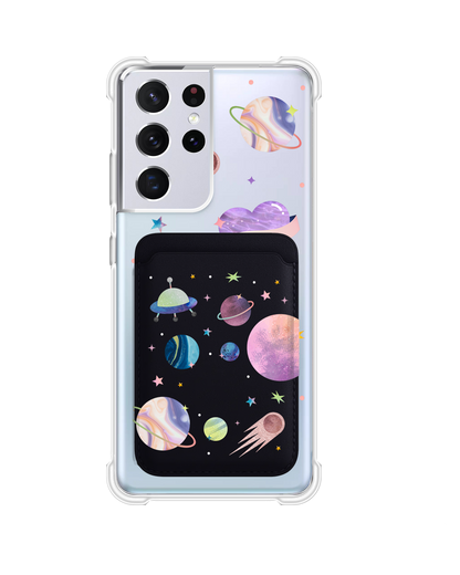 Android Magnetic Wallet Case - Pink Planet