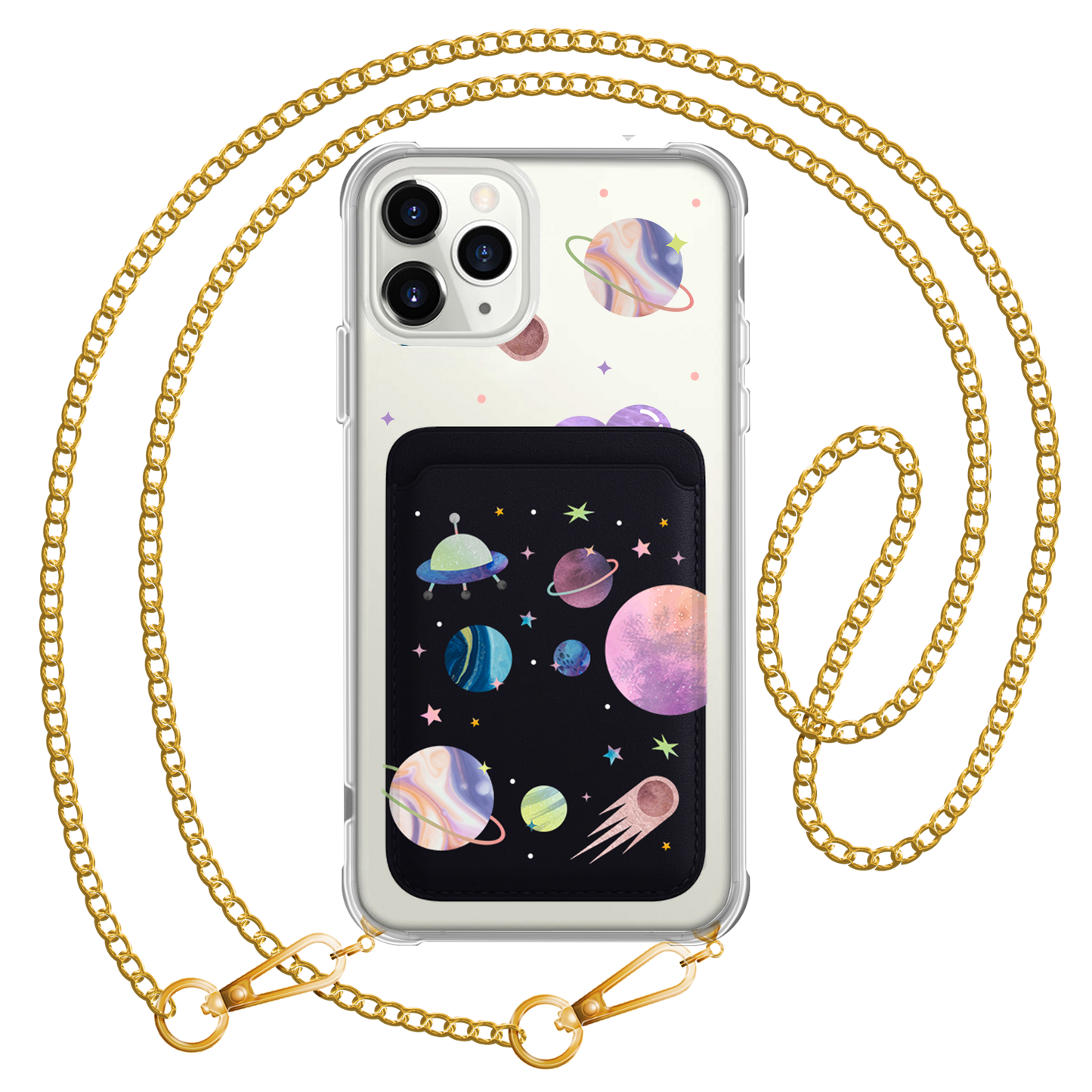 iPhone Magnetic Wallet Case - Pink Planet