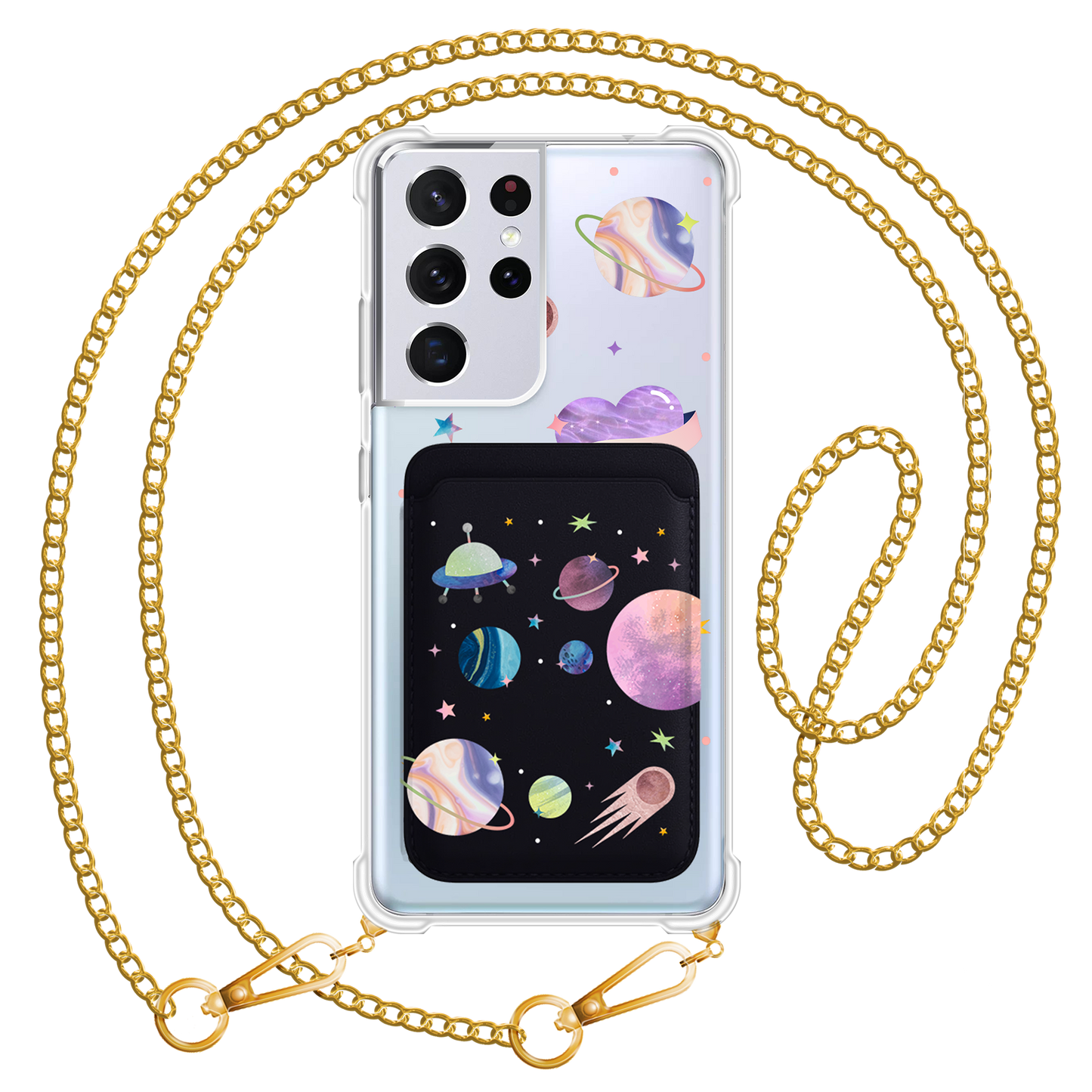 Android Magnetic Wallet Case - Pink Planet