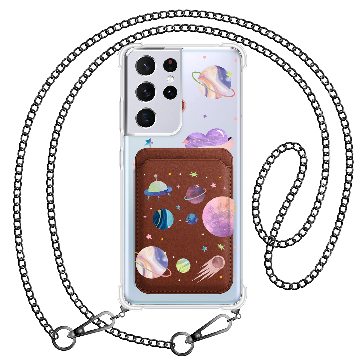 Android Magnetic Wallet Case - Pink Planet