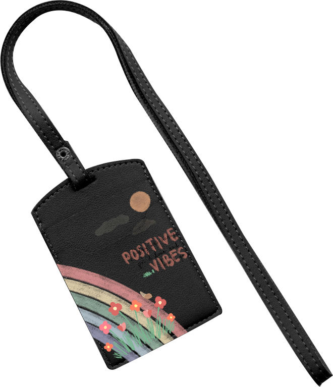 Vegan Leather Lanyard - Positive Vibes