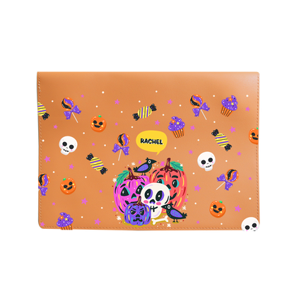 Vegan Leather Sleeve - Pumpkins Monster