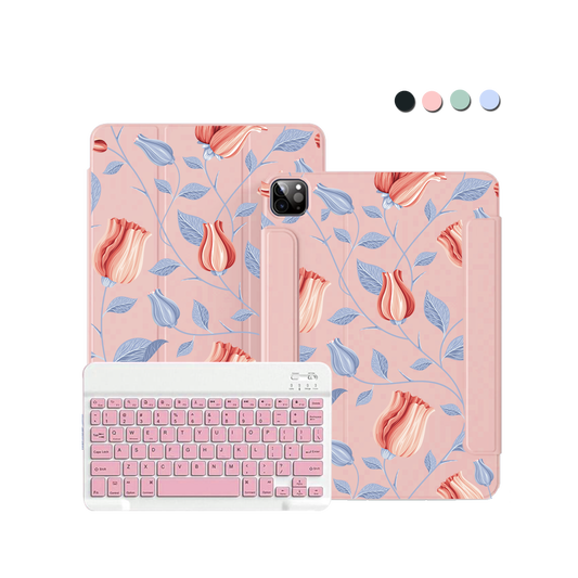 iPad / Android Tab Wireless Keyboard Flipcover - Red Tulip