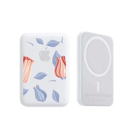 Magnetic Wireless Powerbank - Red Tulips