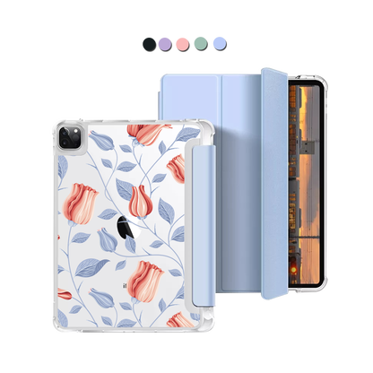 iPad Macaron Flip Cover - Red Tulips