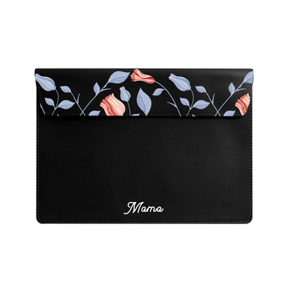 Vegan Leather Sleeve - Red Tulips