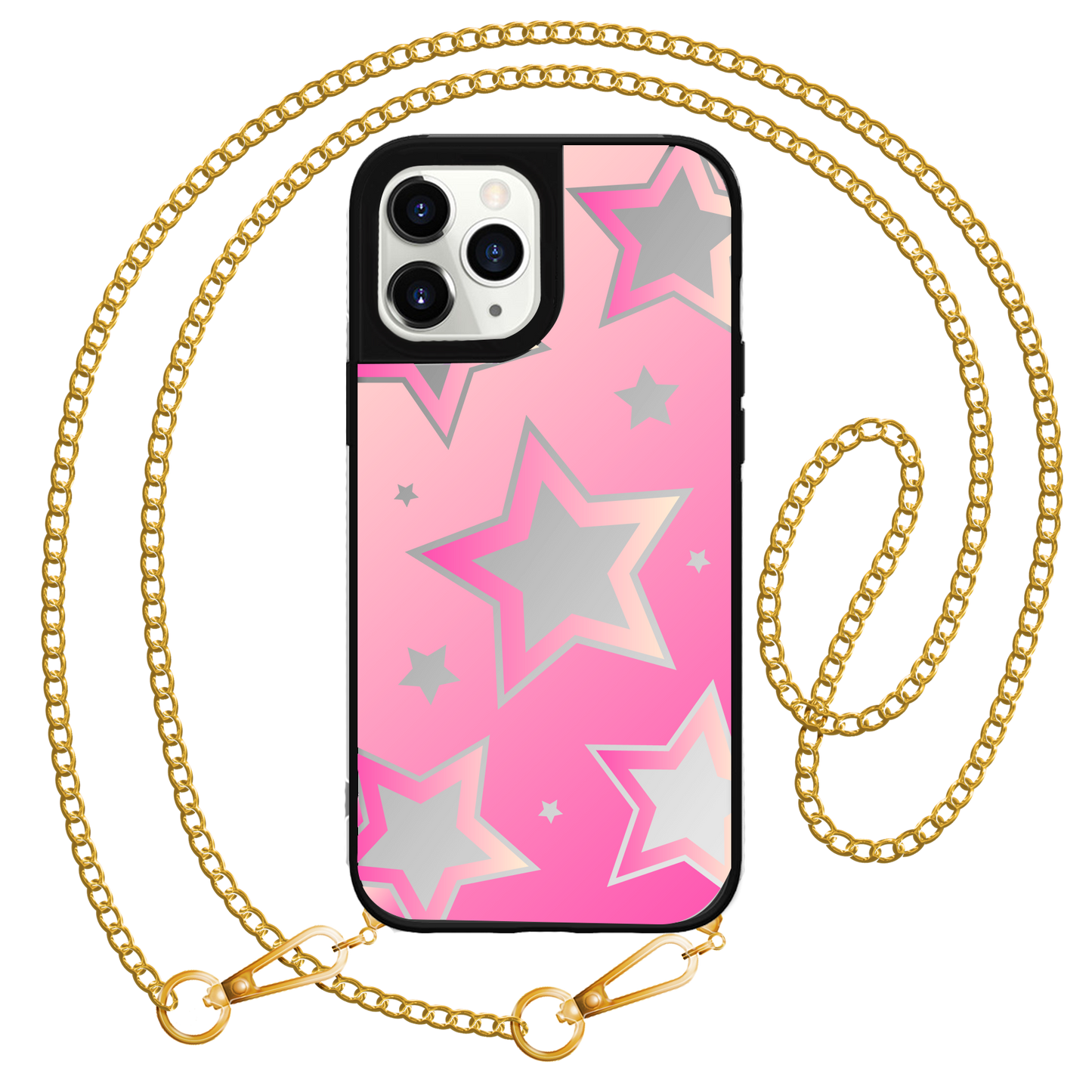 iPhone Mirror Grip Case -  Star Effect Pink