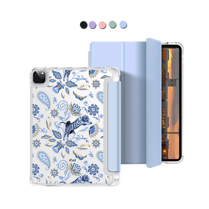 iPad Macaron Flip Cover - Tiger & Floral