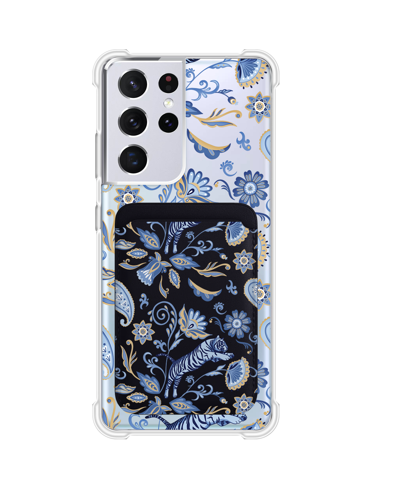 Android Magnetic Wallet Case - Tiger & Floral