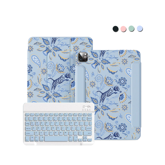 iPad / Android Tab Wireless Keyboard Flipcover - Tiger & Floral