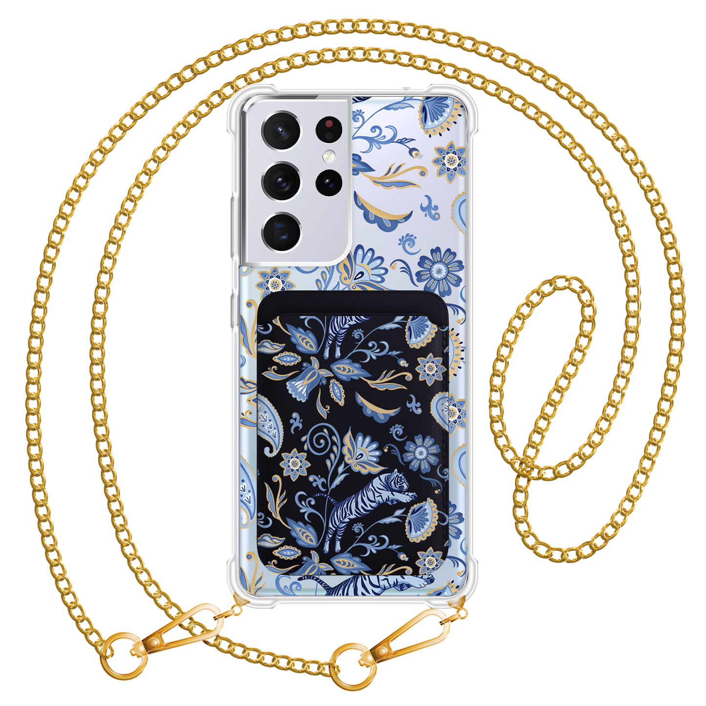 Android Magnetic Wallet Case - Tiger & Floral