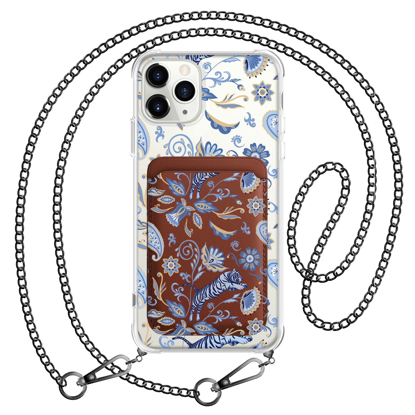 iPhone Magnetic Wallet Case - Tiger & Floral