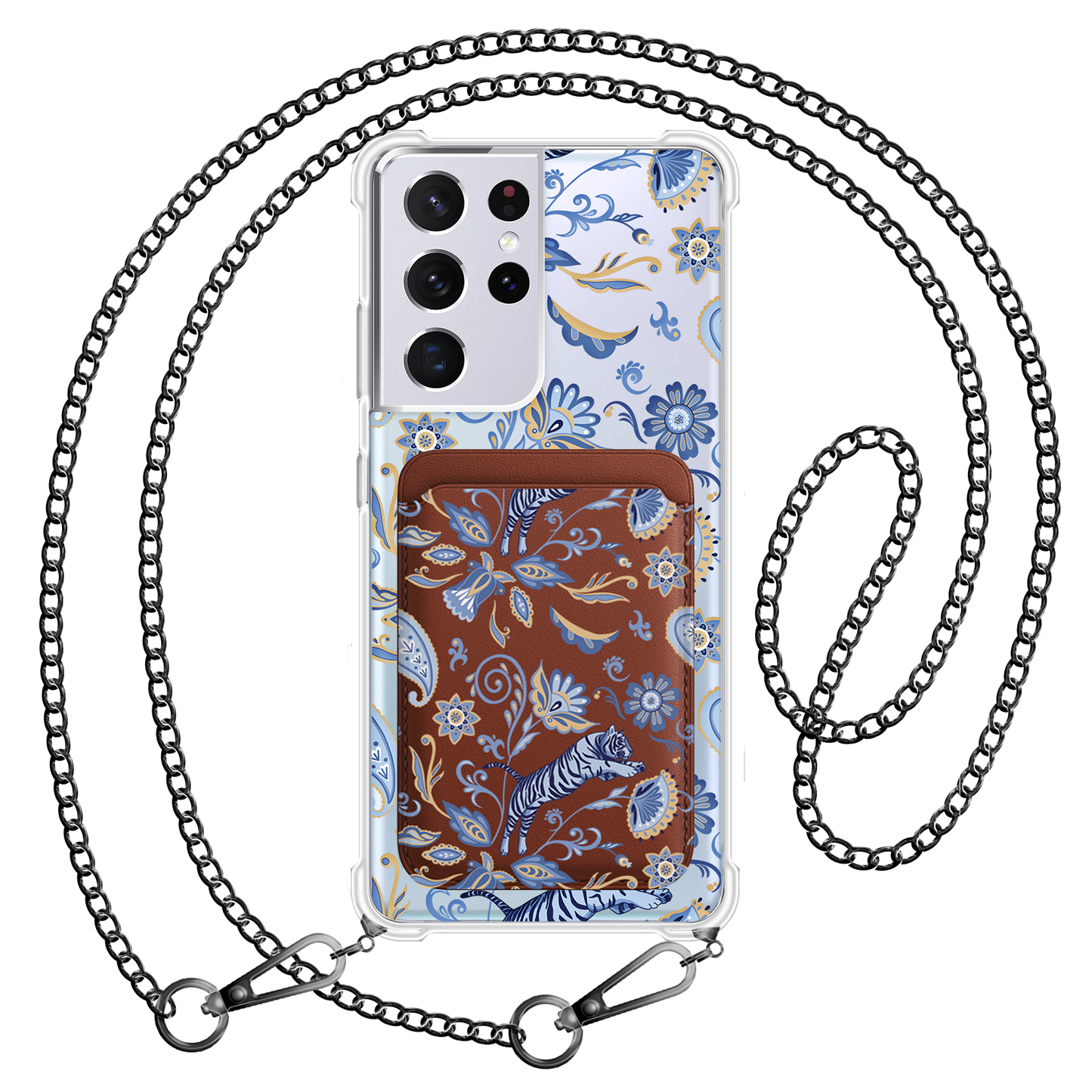 Android Magnetic Wallet Case - Tiger & Floral