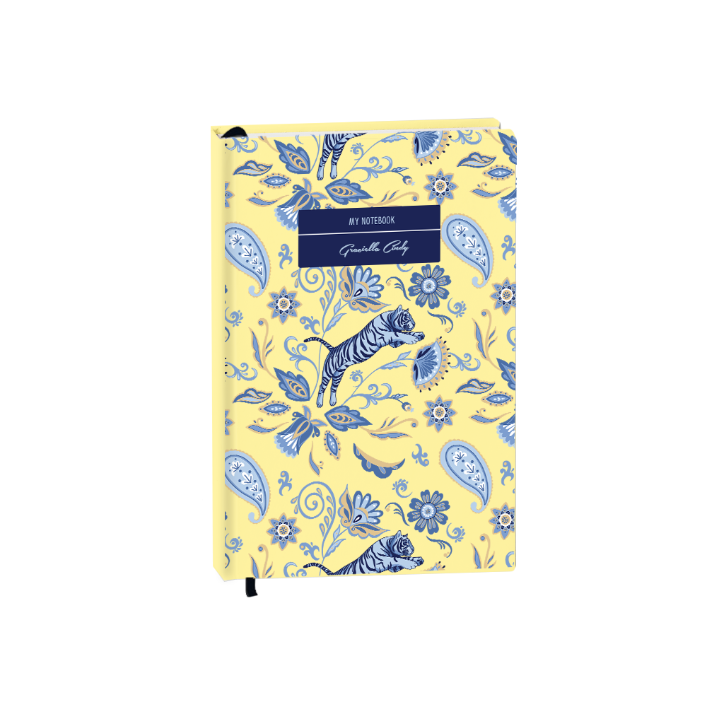 Hardcover Bookpaper Journal - Tiger & Florals (with Elastic Band & Bookmark)
