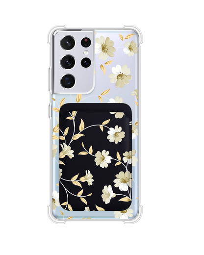 Android Magnetic Wallet Case - White Magnolia